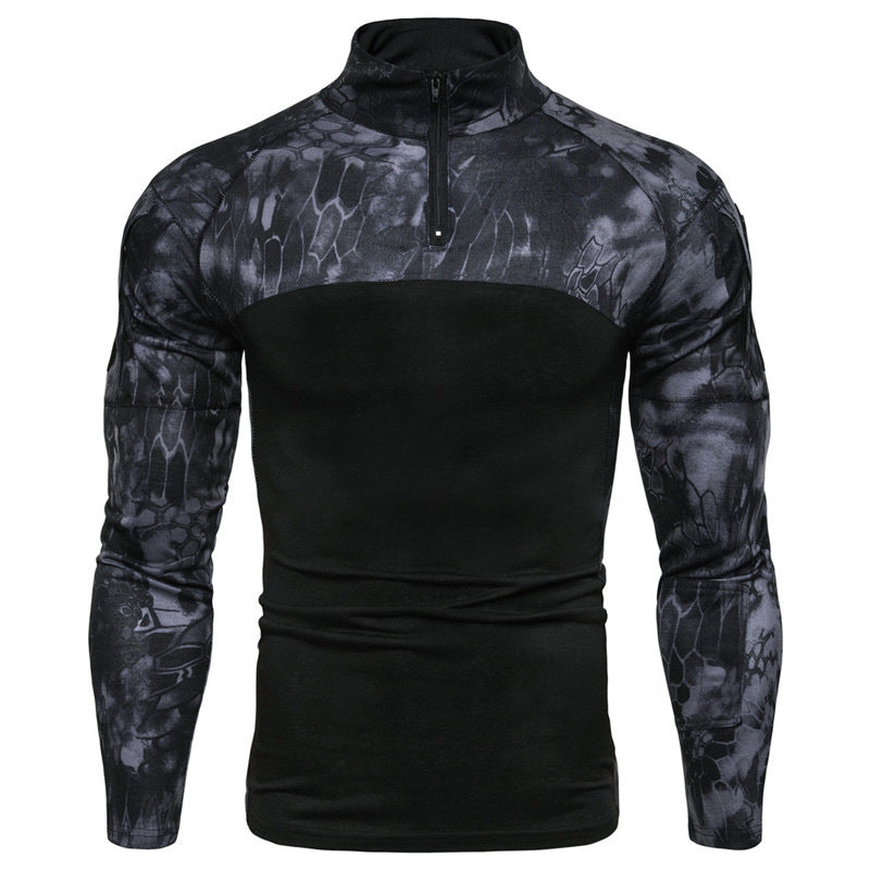 Functional sweater for men with partial zip and modern camouflage design Lune London