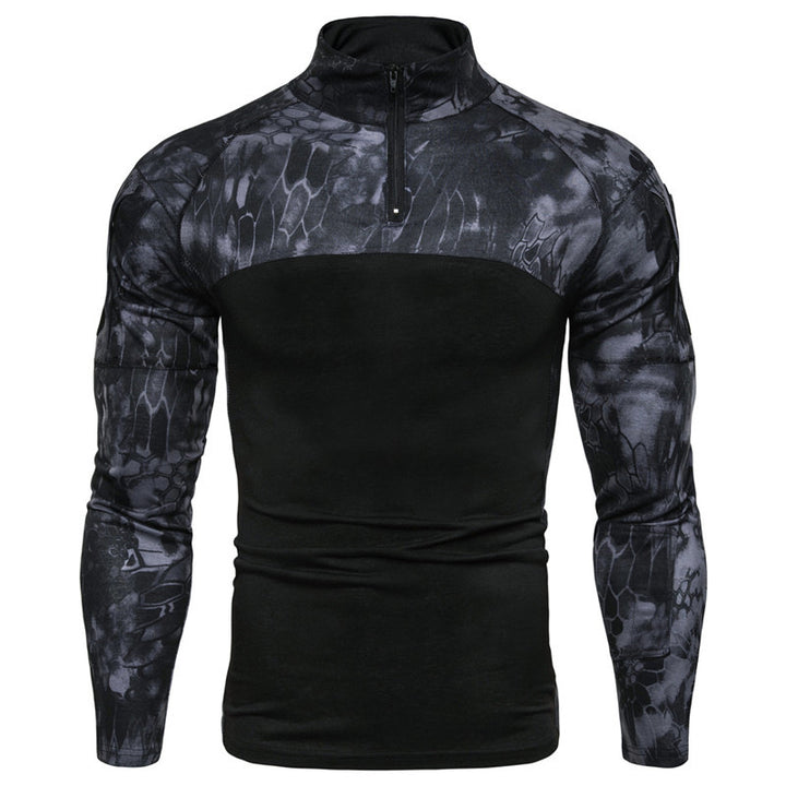 Functional sweater for men with partial zip and modern camouflage design Lune London