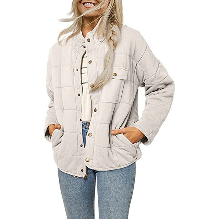 Quilted jacket for women with decorative button Lune London