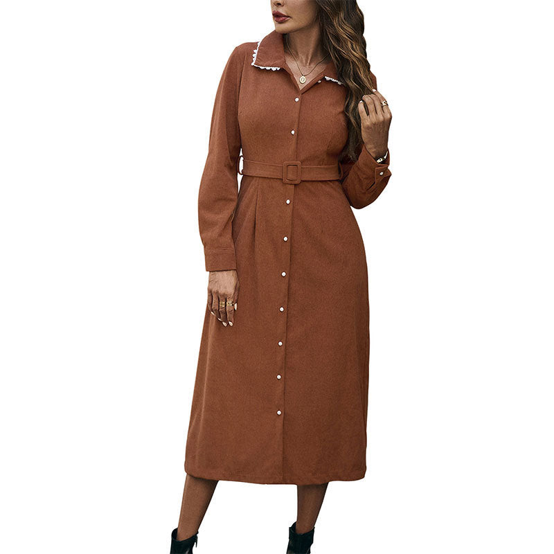 Shirt dress for ladies with waist belt and elegant slit Lune London