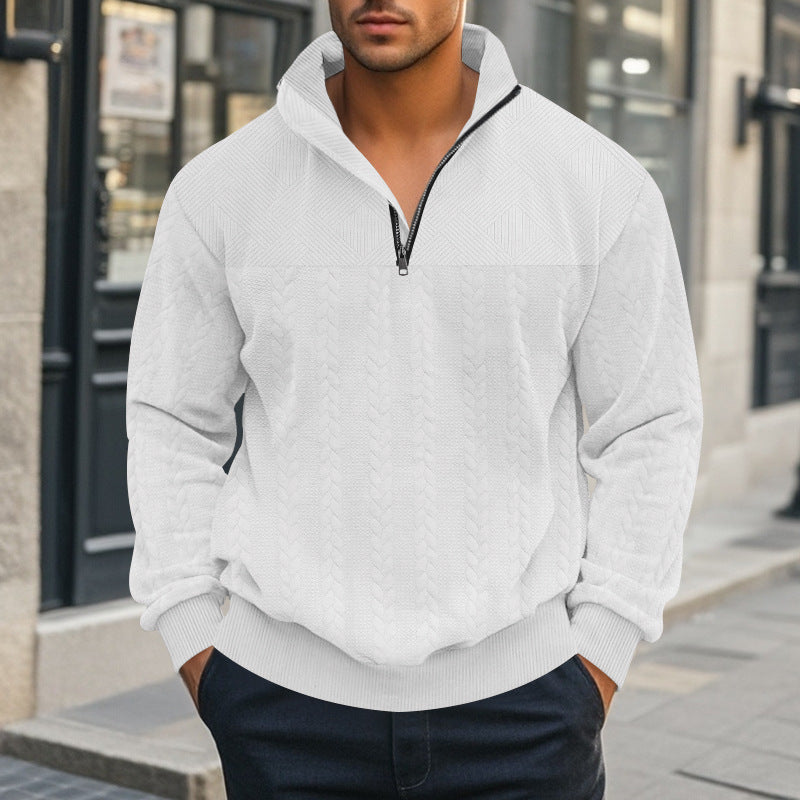 Men's knitted sweater with modern high collar and zip Lune London
