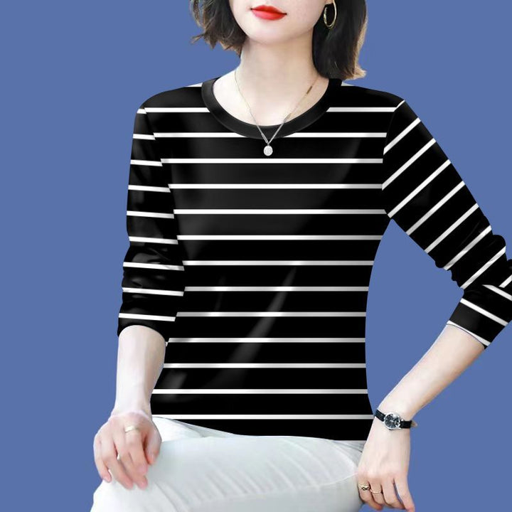 Chemise à manches longues rayée décontractée pour femmes Chic & Stil