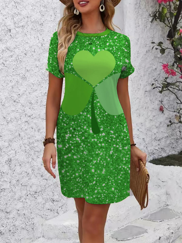 Women's Casual Short Sleeve Dress with Creative Geometric Pattern Lune London