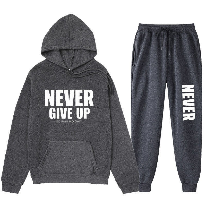 Women's training pullover and jogging pants in motif set with motivating print Chic & Stil