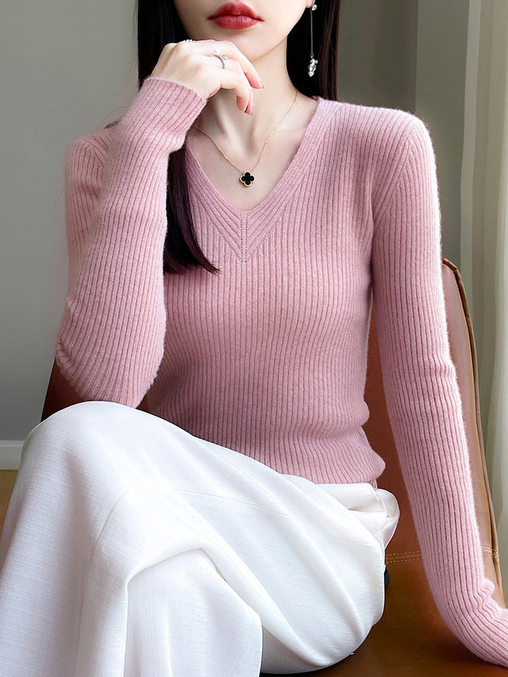 Lune London Women's Viscose Sweater with Ribbed Structure