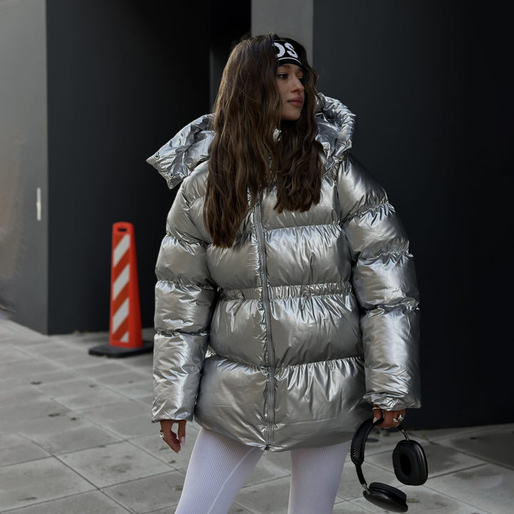Lady padded jacket with reflective material and stylish design Lune London