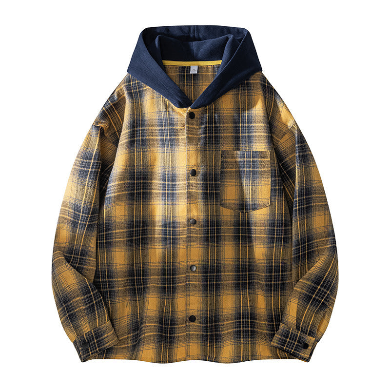 Casual men's jacket with lined hood and checked pattern Lune London