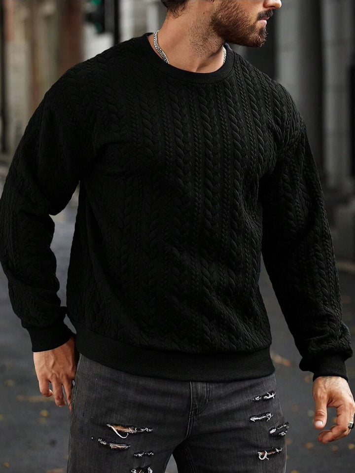 Men's Knitted Sweater with Textured Pattern Lune London