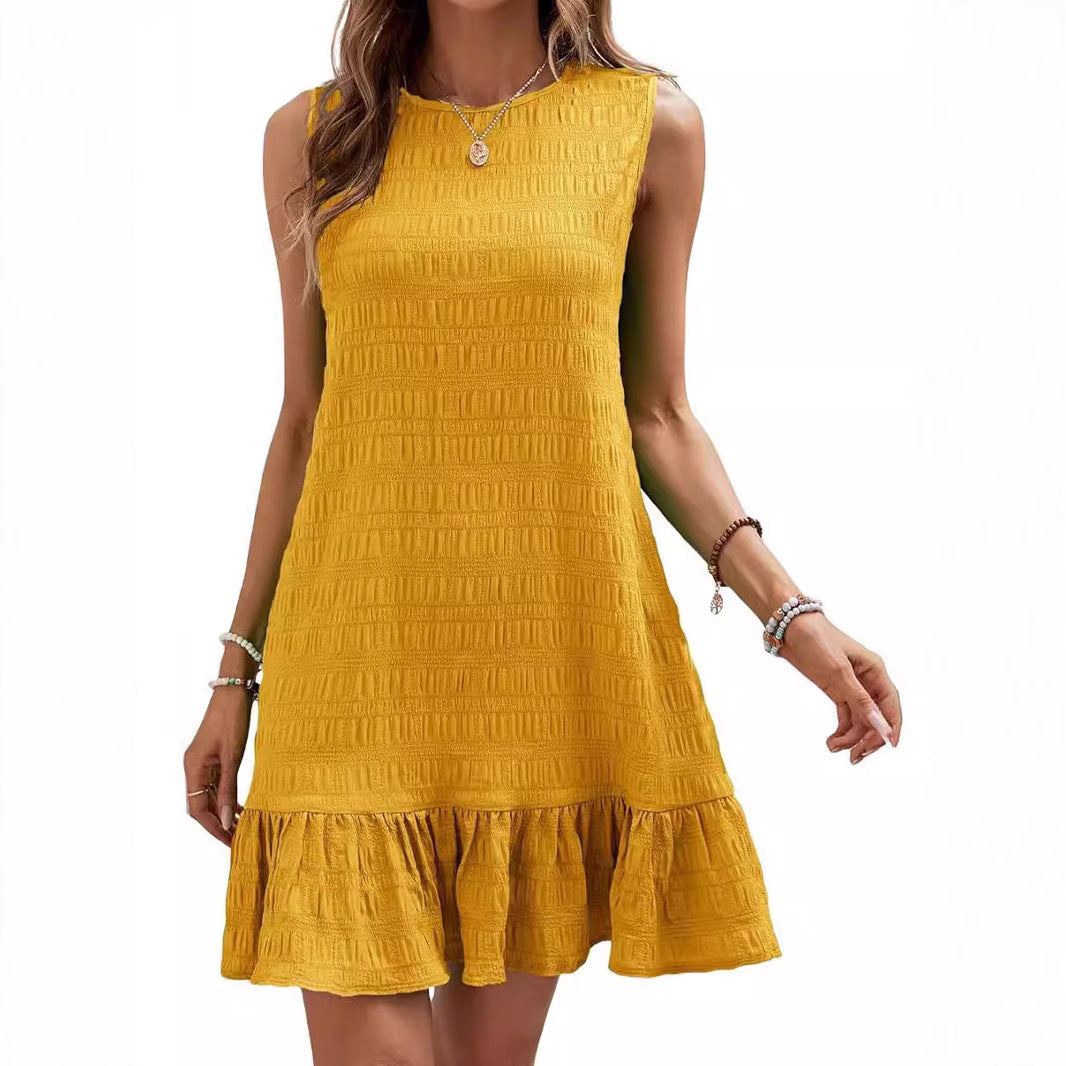 Casual dress for women with ruffled hem and textured fabric Lune London