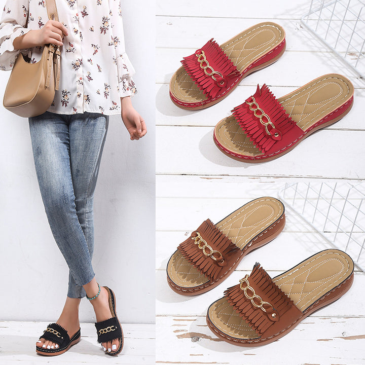 Ladies Fringe Slides Lune London