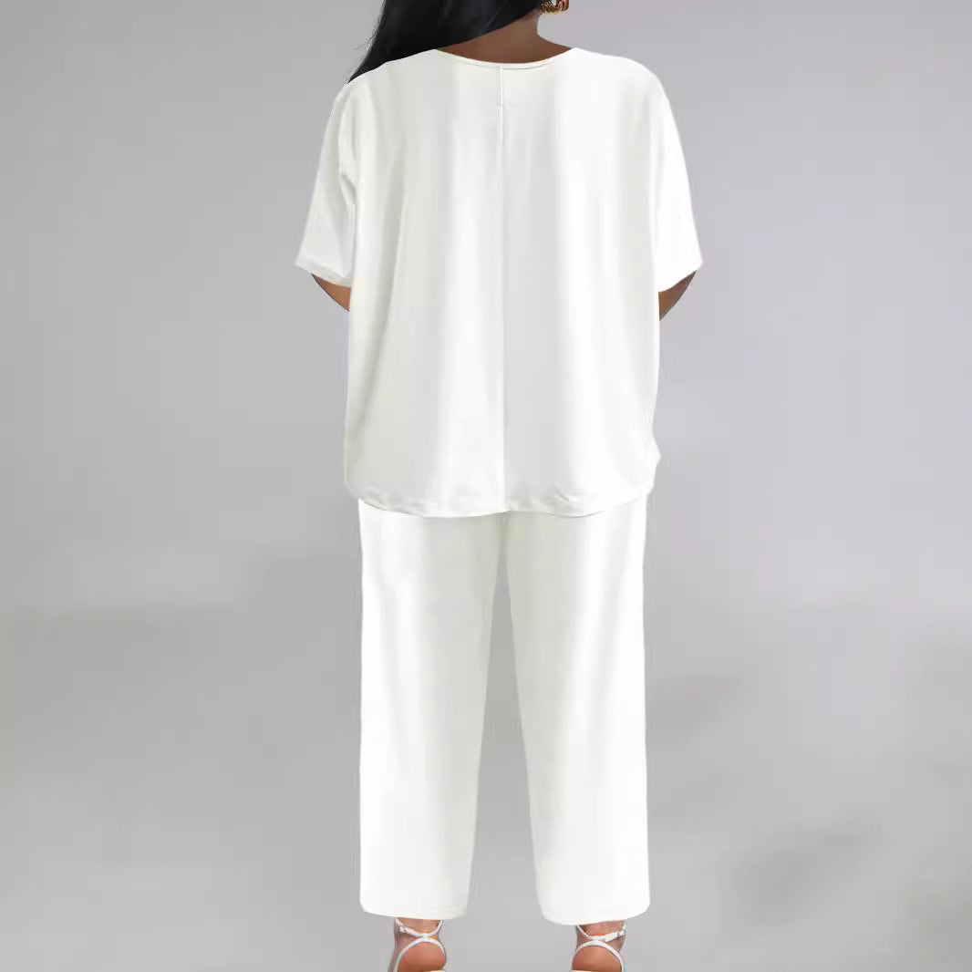 Ladies Casual Set with Flowing Cut and Rolled Top Lune London