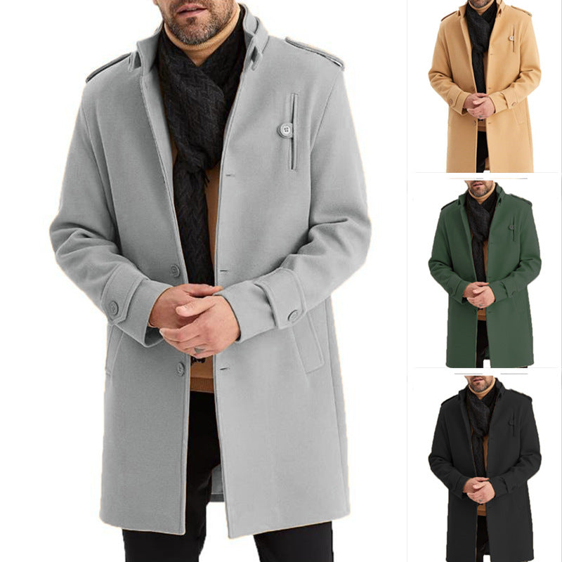 Elegant transitional coat for men with practical pockets and high collar Lune London