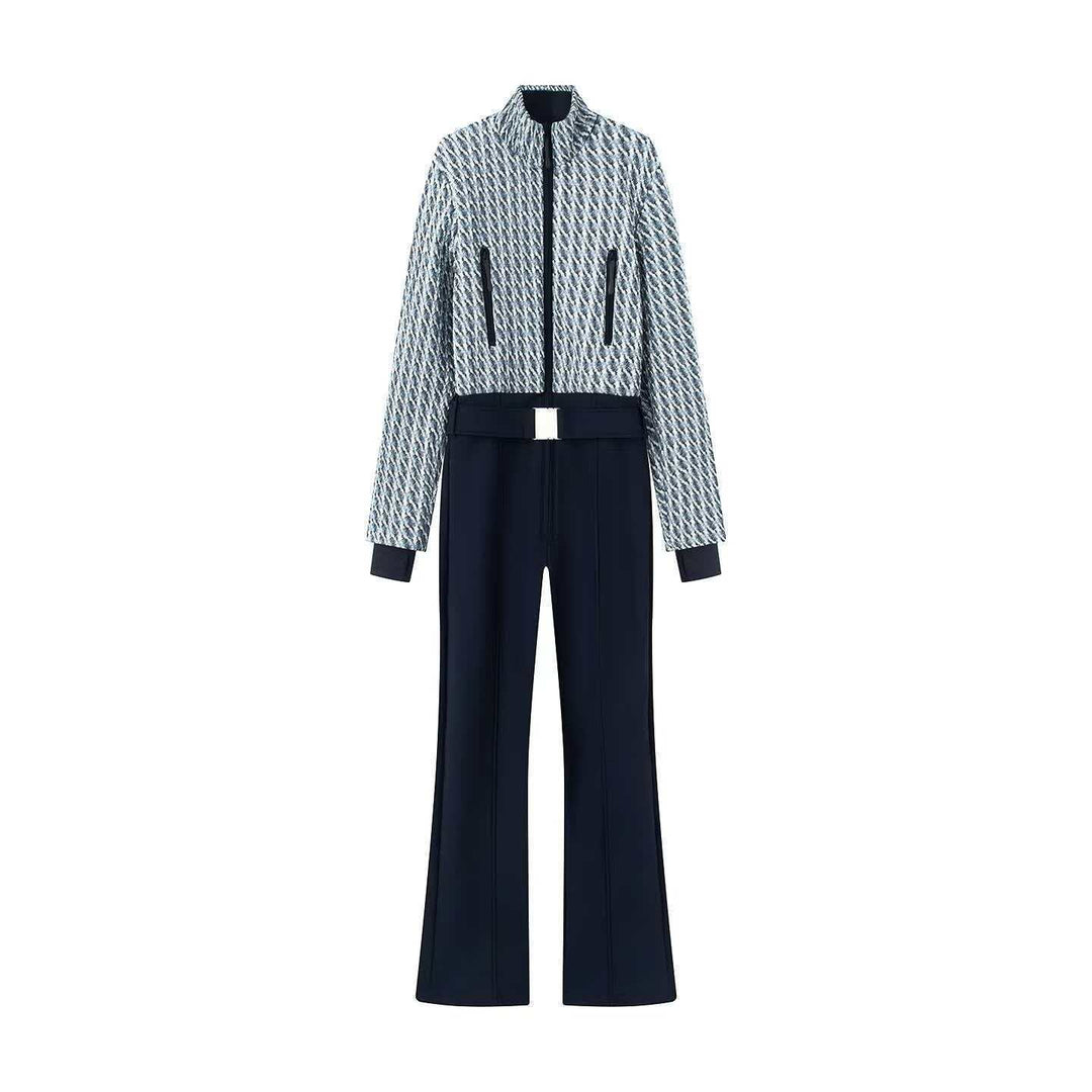 Ensemble de combinaison sportive pour femme avec fermeture éclair tendance et taille élastique Chic & Stil