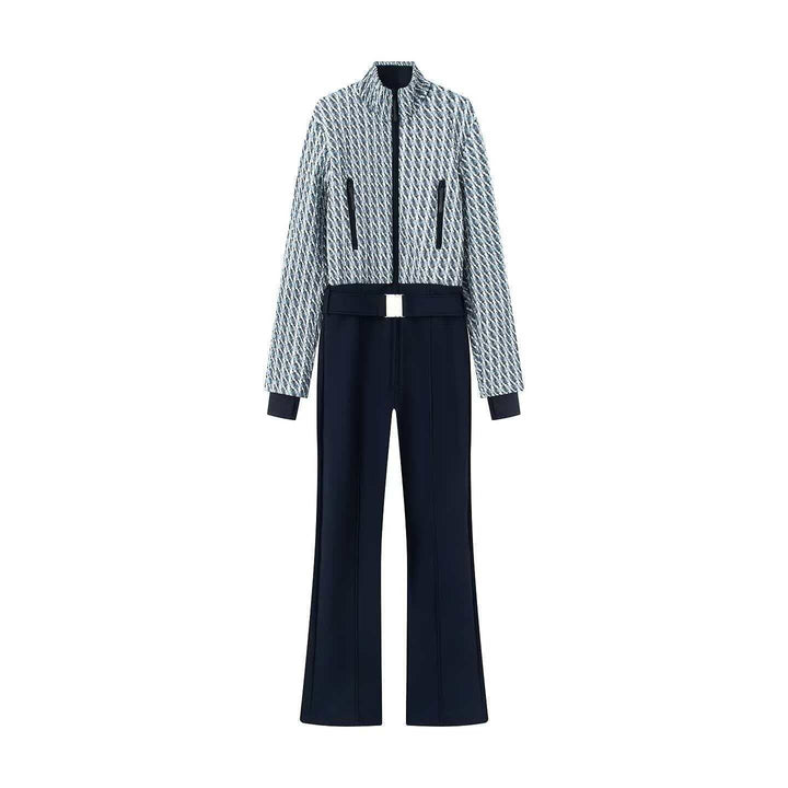 Ensemble de combinaison sportive pour femme avec fermeture éclair tendance et taille élastique Chic & Stil