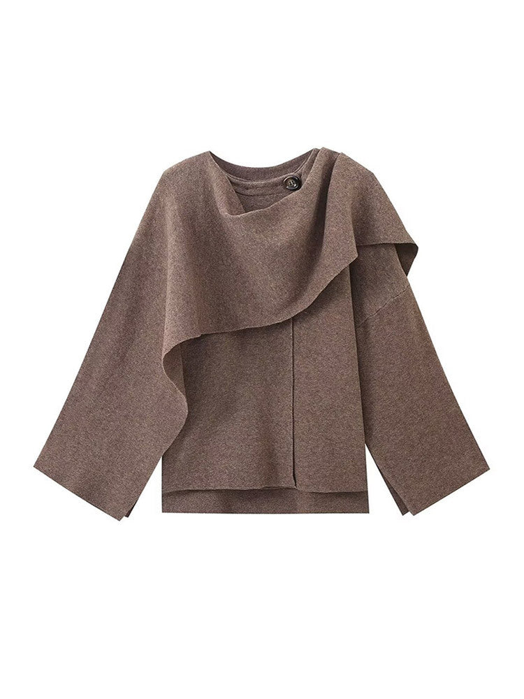 Ladies high-quality knit poncho with asymmetric design Lune London
