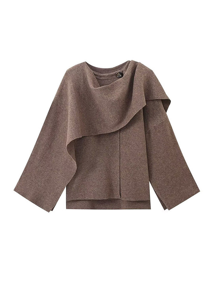 Ladies high-quality knit poncho with asymmetric design Lune London