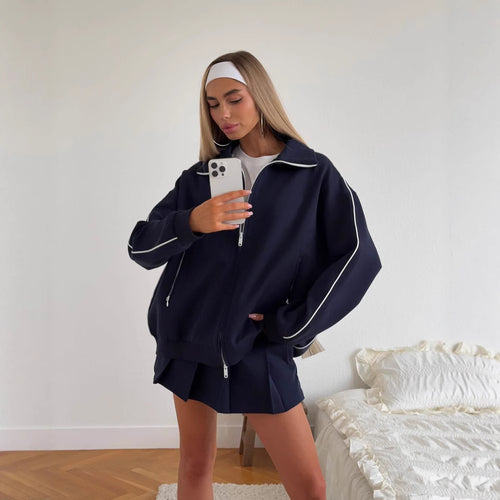 Women's sporty oversized jacket with high collar Chic & Stil