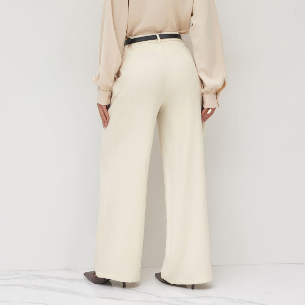High-waisted palazzo pants for women with belt Lune London