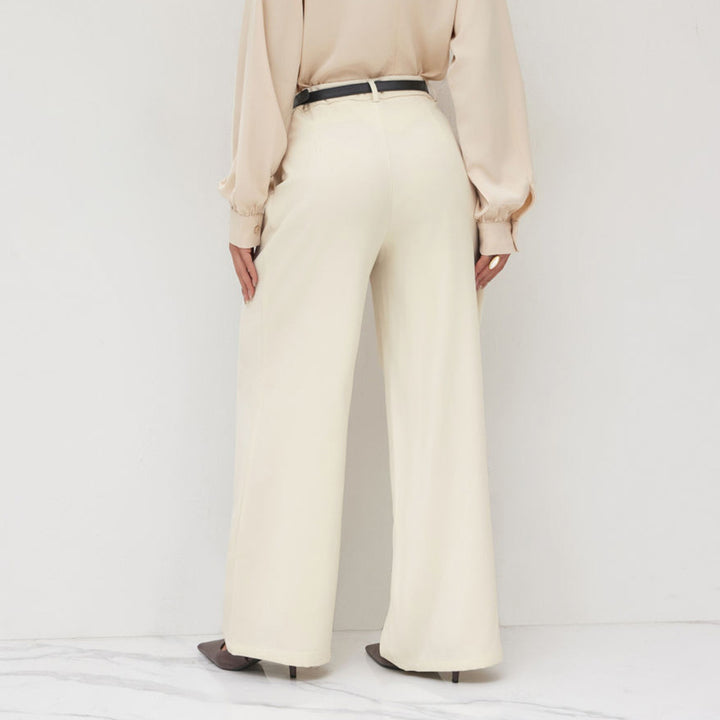 High-waisted palazzo pants for women with belt Lune London