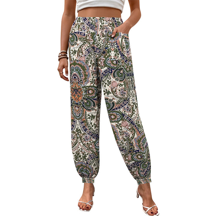 Pantalon palazzo pour femmes avec motif floral et taille élastique Chic & Stil