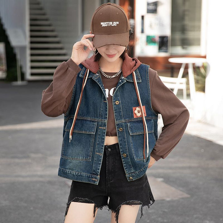 Gilet en denim pour femmes avec capuche Chic & Stil