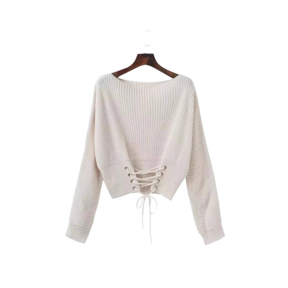 Trendy knit sweater for women with a deep back detail and a relaxed fit Lune London