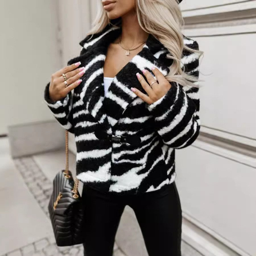 Ladies Elegant Wool Jacket Animal Print Lune London