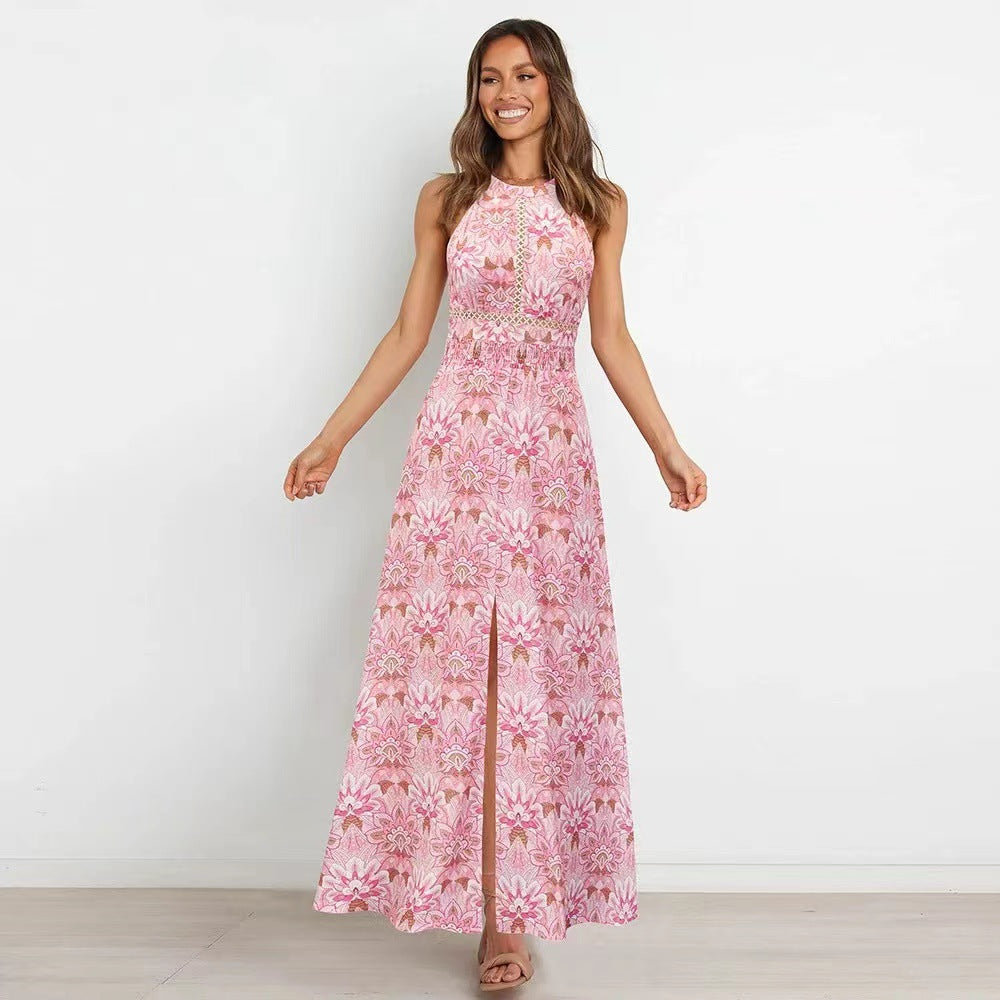 Women Maxi Dress Backless with Floral Print Lune London