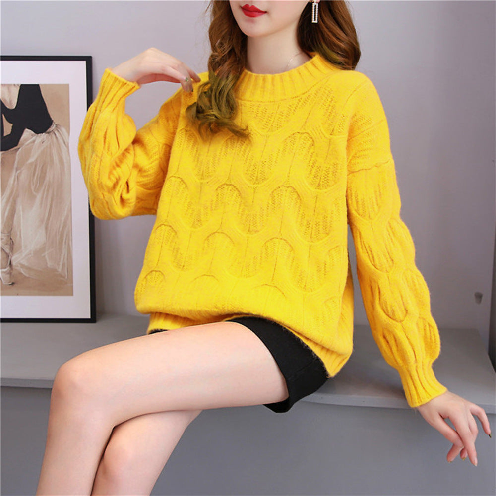 Ladies Stylish Knit Sweater with Unique Wave Pattern Chic & Stil