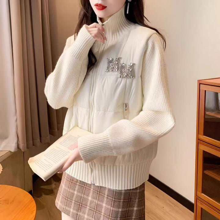 Gilet matelassé pour femmes avec des manches en tricot élégantes Chic & Stil