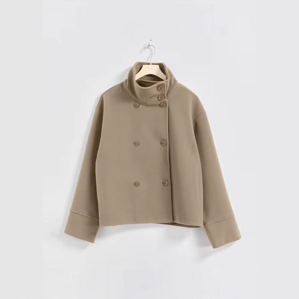 Cropped jacket for women with high collar and double breasted Lune London