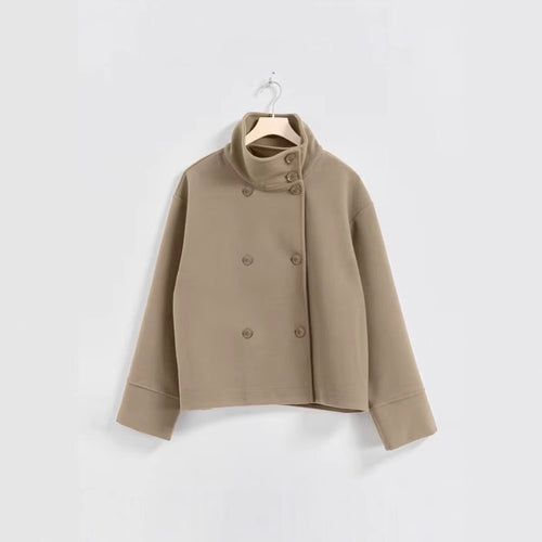 Cropped jacket for women with high collar and double breasted Lune London