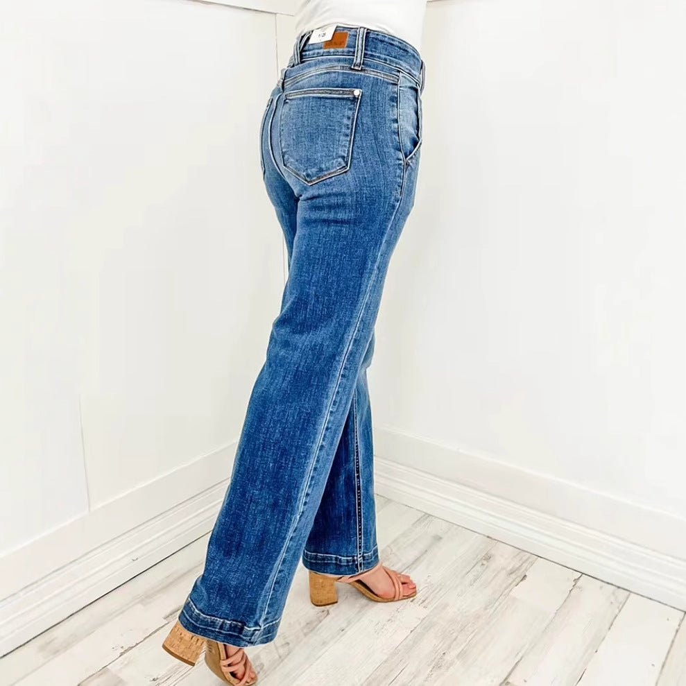 Jeans larges taille haute pour femmes avec coupe confortable Chic & Stil