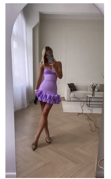 Women's mini dress with ruffle hem Lune London