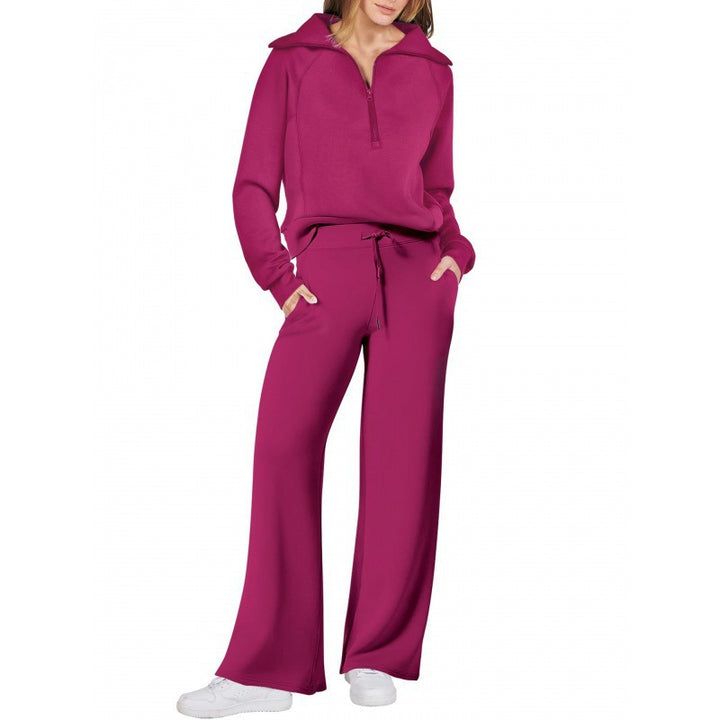 Ladies elegant fleece loungewear set with high collar Lune London