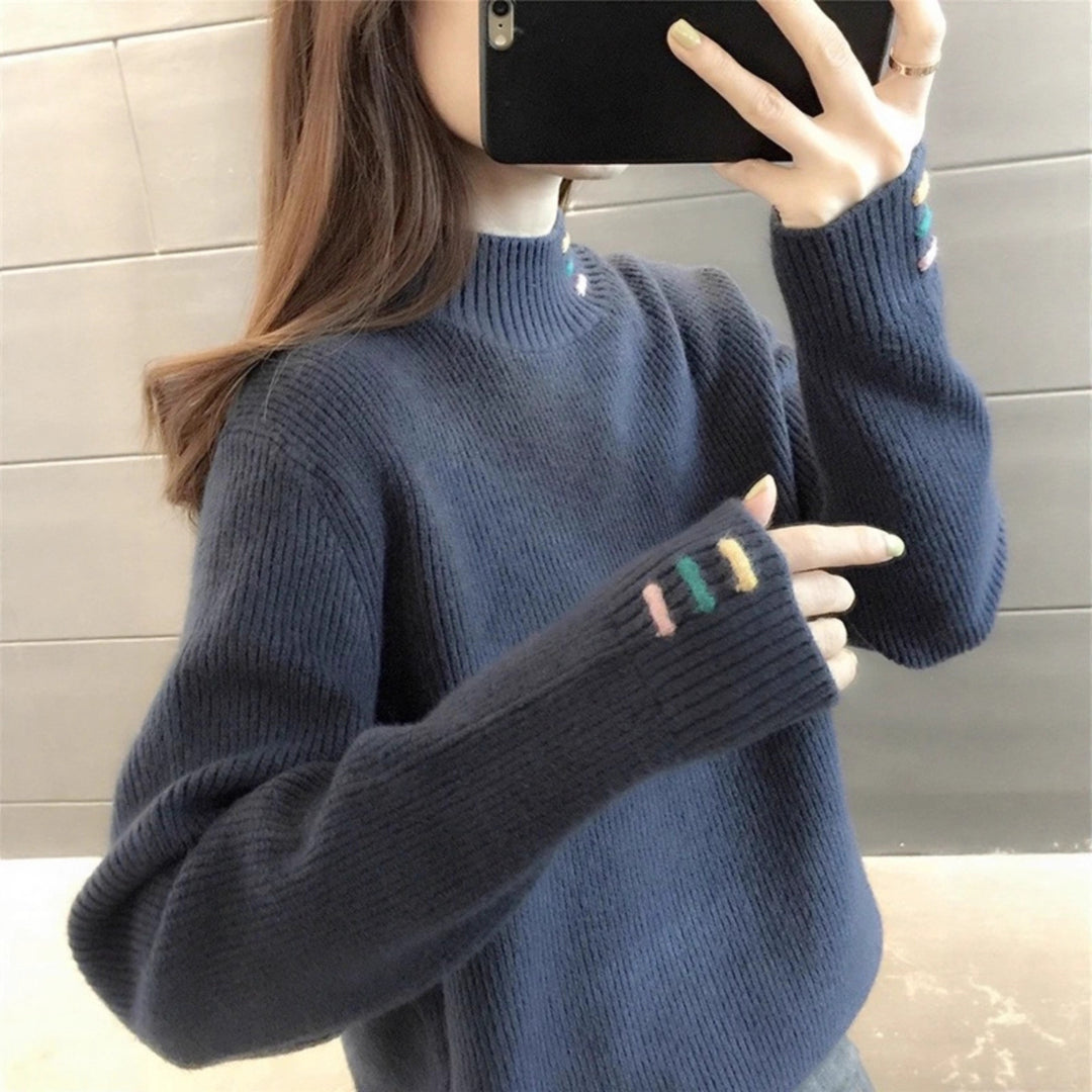 Casual pullover for ladies with ribbed structure and colorful accents Lune London