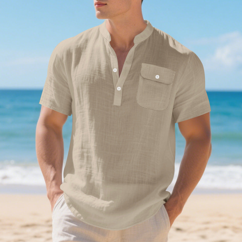 Fashion short sleeve shirt for men with button placket and chest pocket Lune London