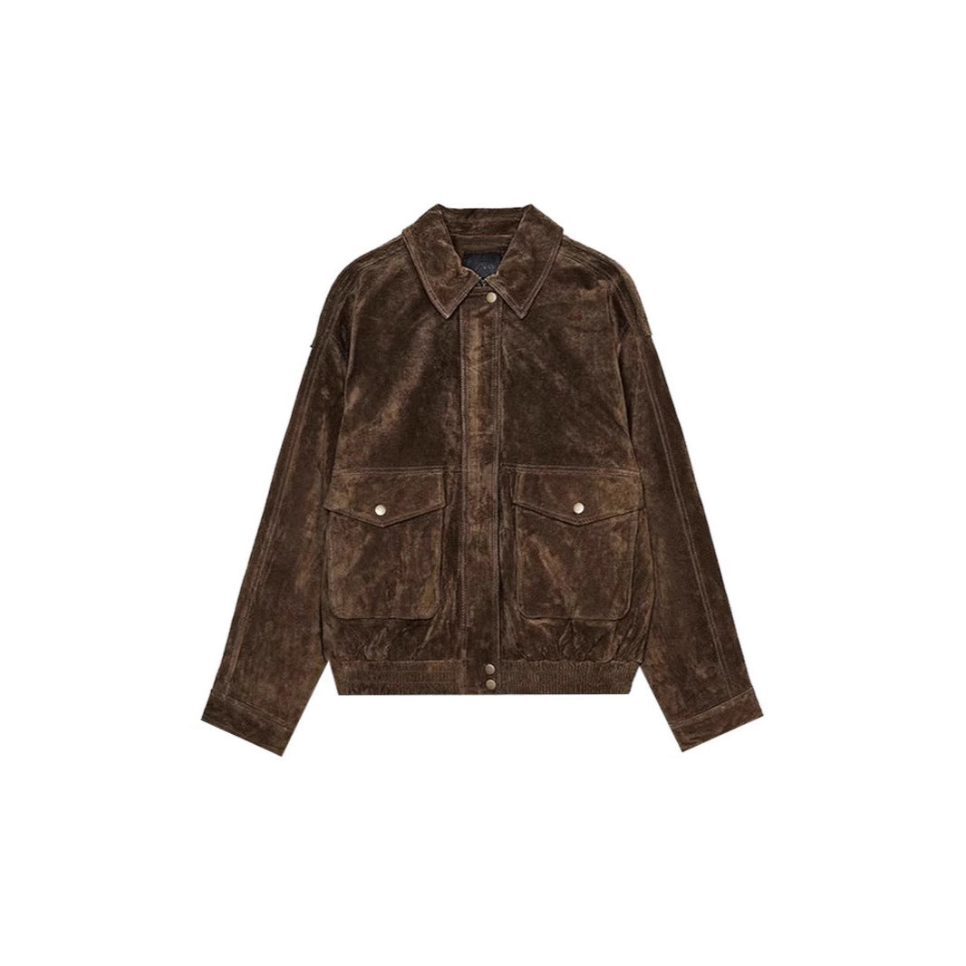 Leather jacket for women with two large pockets and a practical zipper Lune London