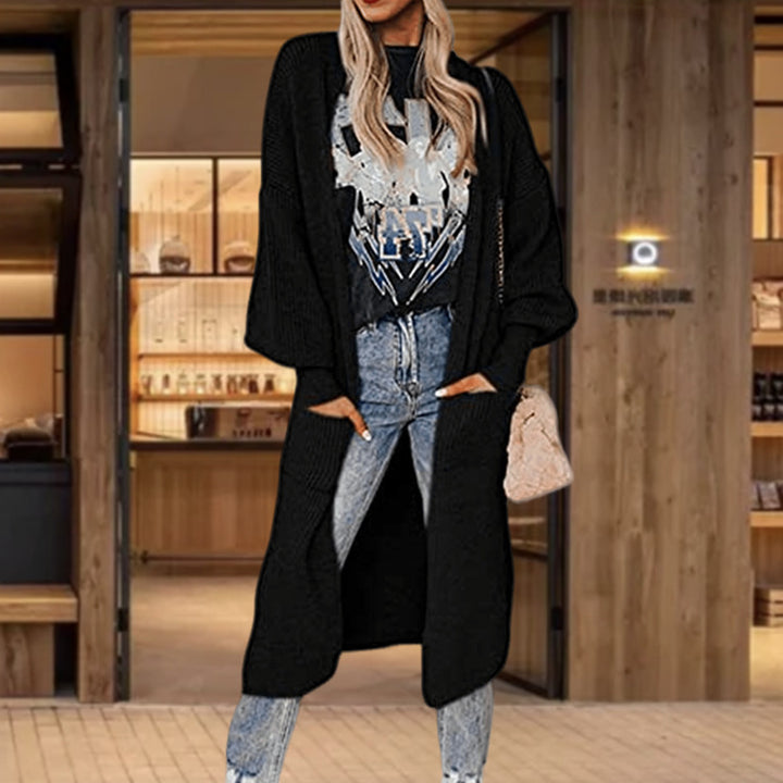 Knitted cardigan for women with wide sleeves and practical inset pockets Lune London