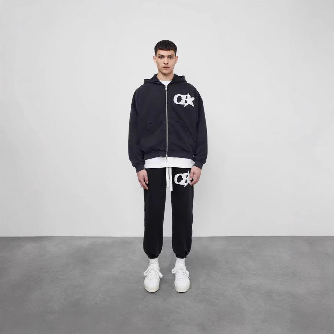 Men's hooded sweatshirt jacket with stylish logo and comfortable waistband Chic & Stil