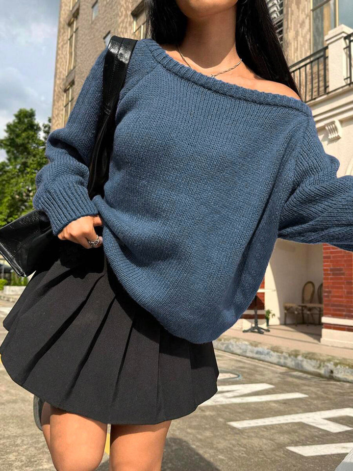Ladies oversized sweater with off-shoulder design Lune London