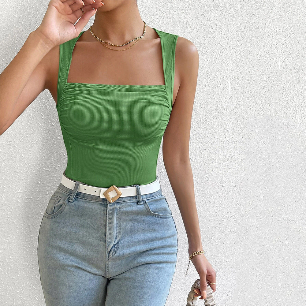 Débardeur ajusté pour femme avec encolure carrée et fronces Chic & Stil