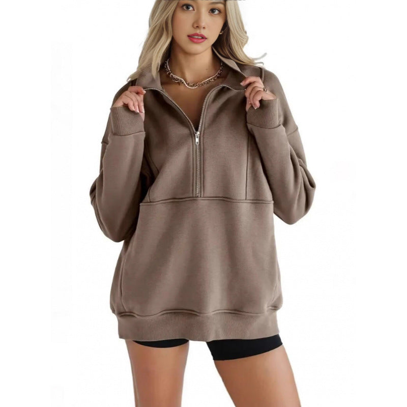 Women's sweatshirt with half-zip and oversized fit Lune London