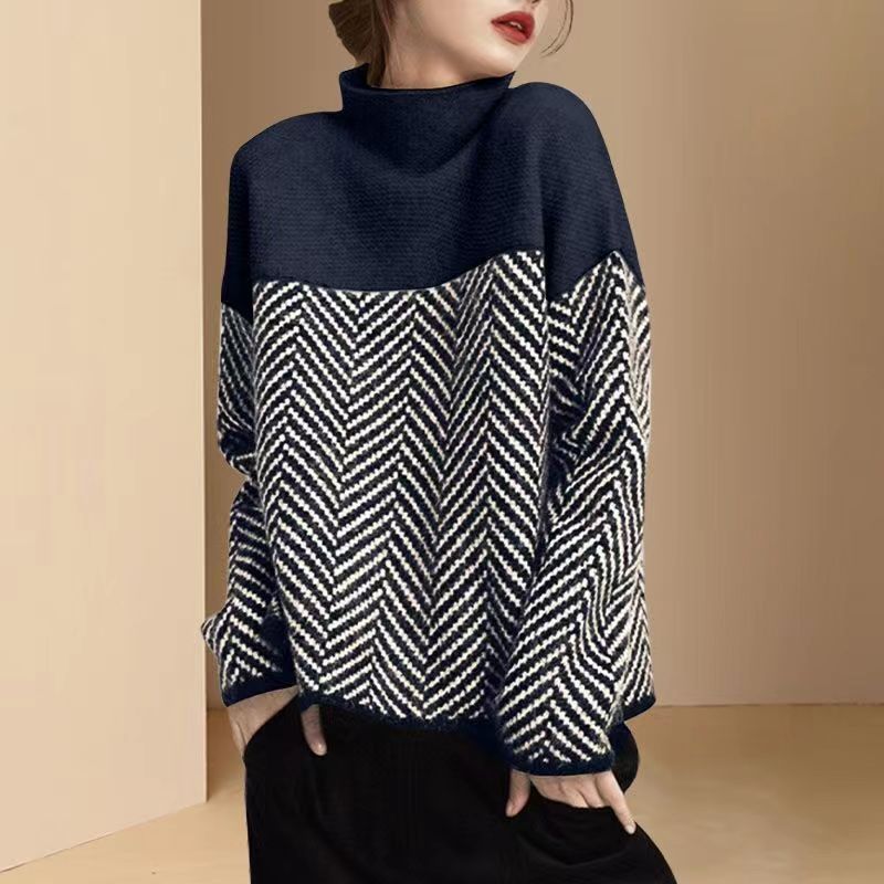 Pull femme avec col haut et motif en nid d'abeille moderne Chic & Stil