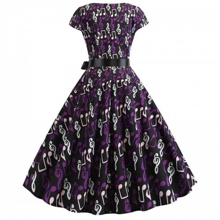 Robe swing pour femmes avec motif artistique et ceinture élégante Chic & Stil
