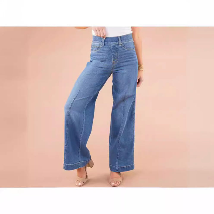 Women's wide High-Waist Jeans with elegant cut and striking seam details Lune London