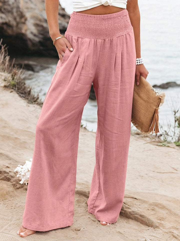 Loose summer pants for women with elastic waist and elegant draping Lune London