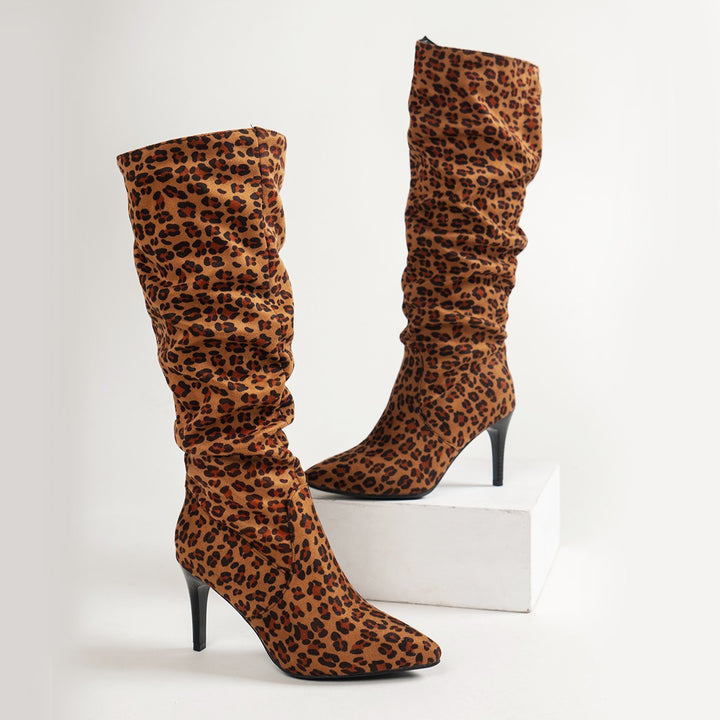 Ladies elegant thigh-high boots with refined pleated design Lune London