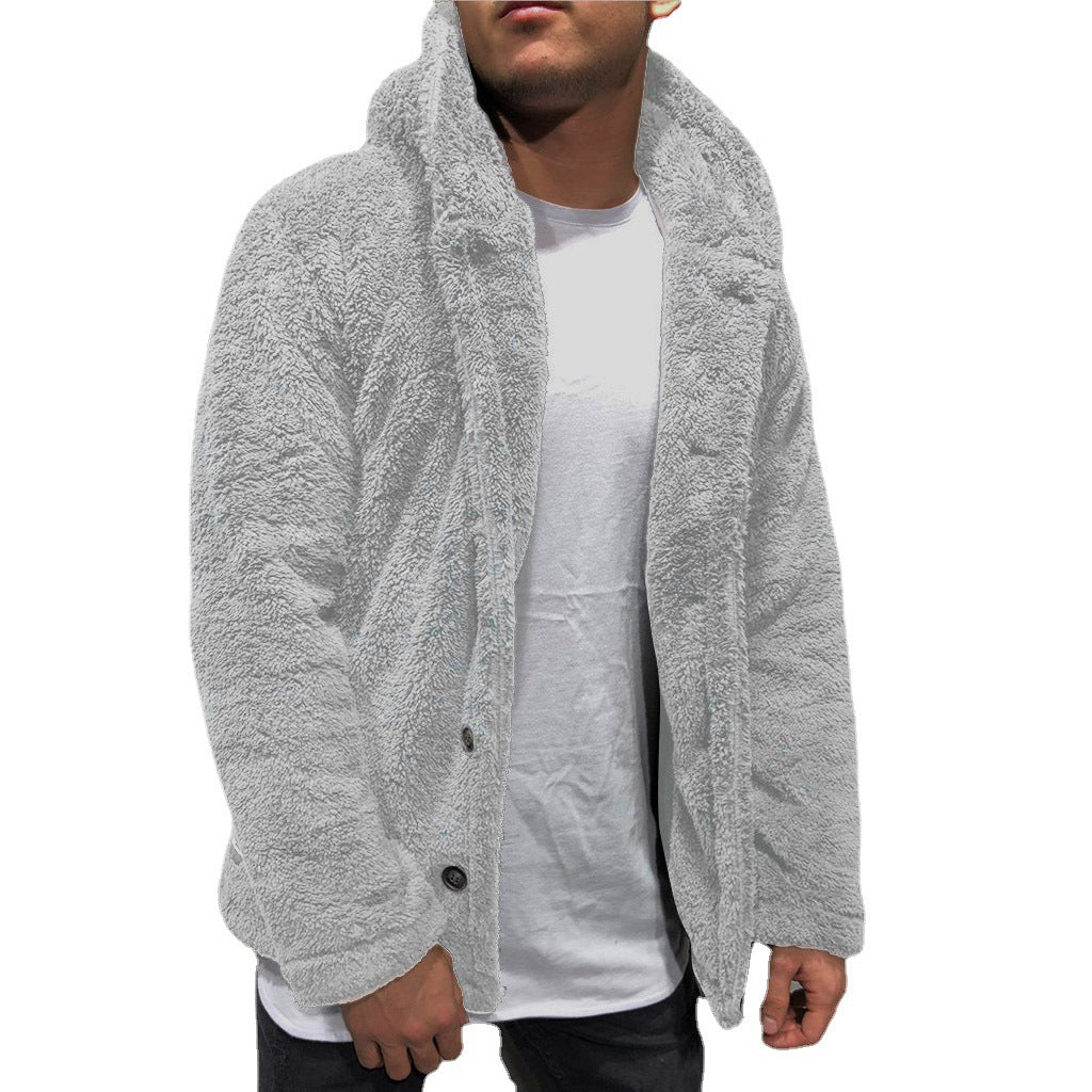 Men's cozy teddy jacket with wide lapels and practical pockets Lune London