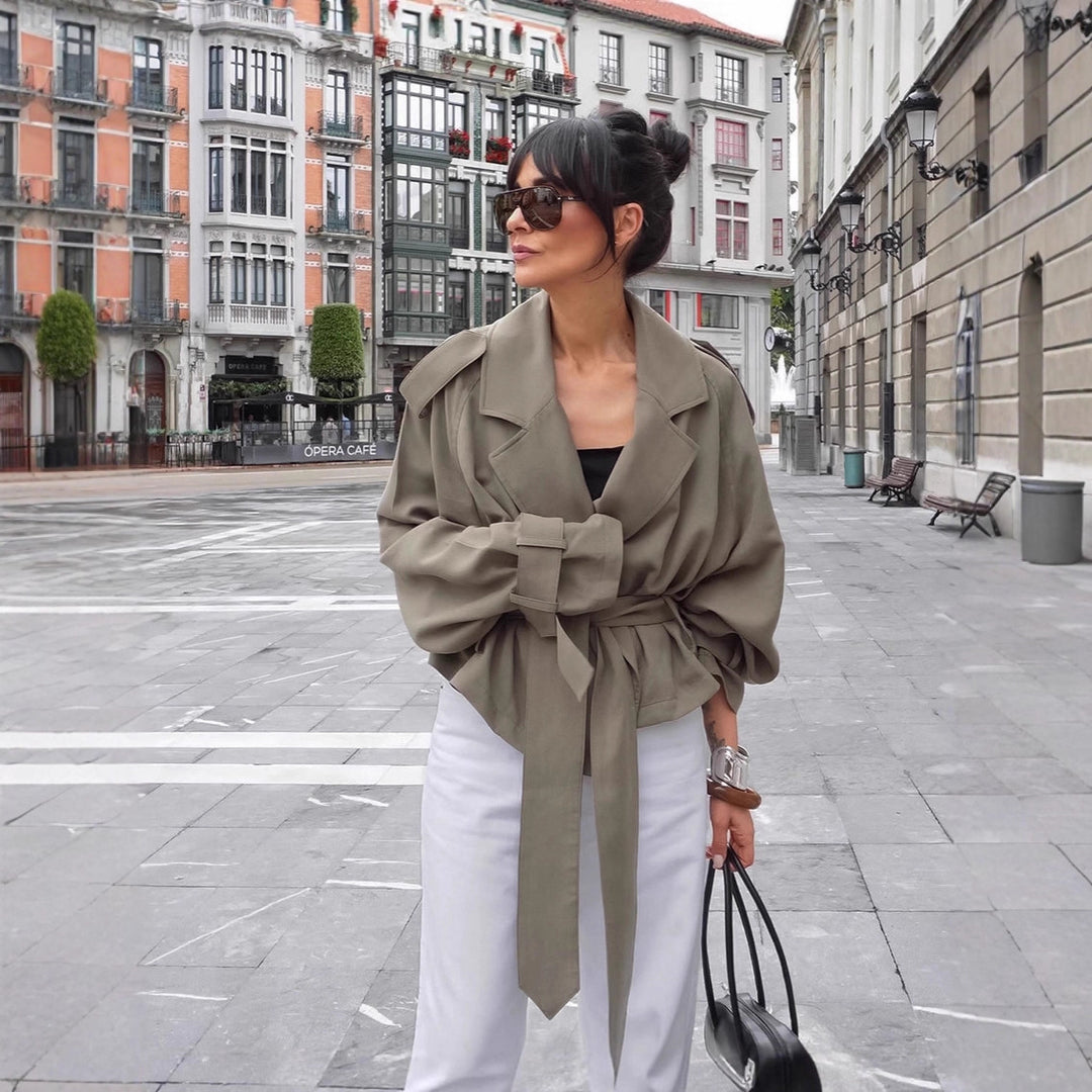 Oversized trench coat for women with adjustable belt and voluminous sleeves Lune London